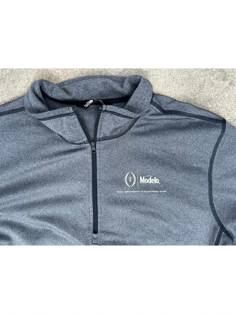 North Face Pullover Mens Medium Grey Tech 1/4 Zip Fleece Modelo Football Branded